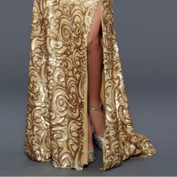 Gold Sequin Lara Gown - Picture 3 of 3